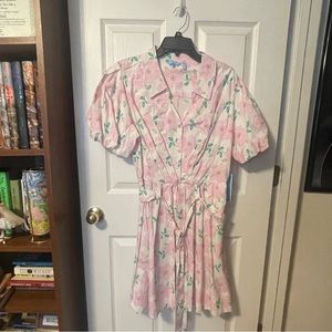 NWT Draper James RSVP Pink Floral Puff Sleeve Shirt Dress